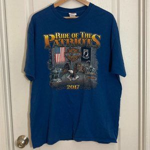 Harley Davidson | 2017 Blue Ride of the Patriots T-Shirt / Shirt | 2XL.